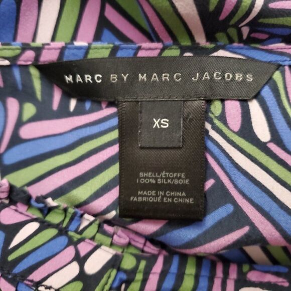 Marc By Marc Jacobs Ruffle Strap Blouse Top Geometric Print Sleeveless XS - Picture 7 of 9